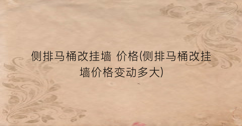 侧排马桶改挂墙 价格(侧排马桶改挂墙价格变动多大)